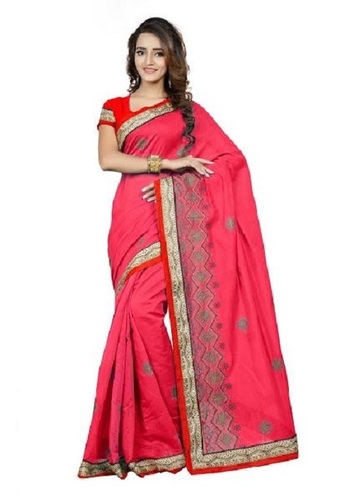 Various Colors  Are Available Smooth Texture Designer Chanderi Sarees