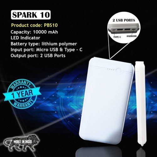 White Spark 10 Portable 10000Mah Power Bank