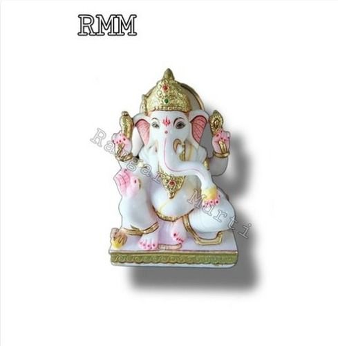 Eco-Friendly Gold Plated Marble Ganesh Statue