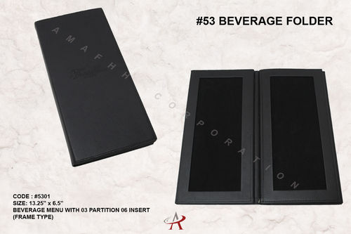 Black Leatherette Beverage Folder