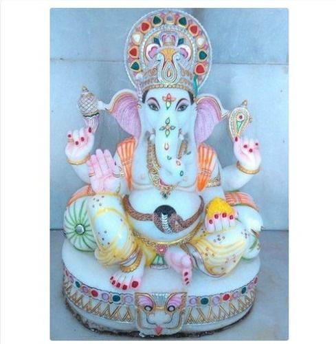 Eco-Friendly Multicolour Marble Ganesh Statue