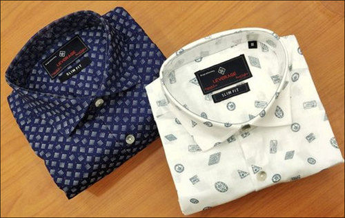 White Mens Cotton Linen Printed Shirts