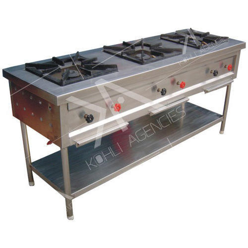 Stainless Steel Three Burner Indian Range