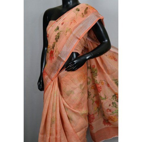 All Digital Printed Linen Fabric Saree