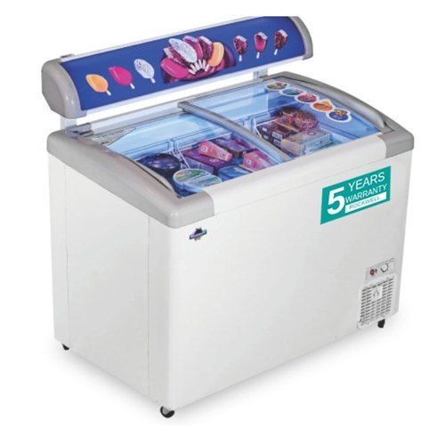 Inclined Curved Glass Top Freezer With Led 350 Liters