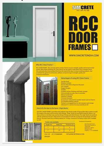 RCC Door Frame - Rectangular Shape, Available in 2.5'FT, 3'FT & 4'FT Sizes | Features Dual Vertical & Single Horizontal Members, SS Hinges