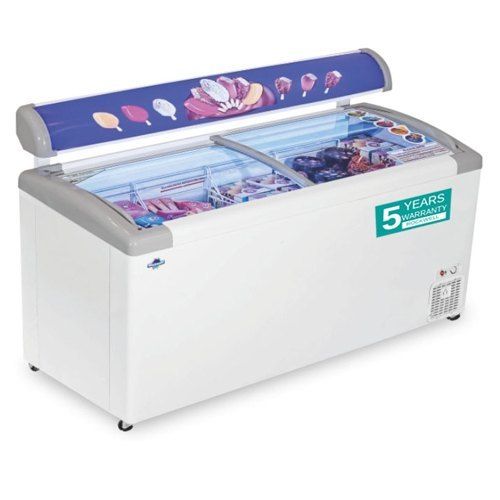 White And Grey Single Phase Curved Glass Eutectic Freezer - Led 550 Liters