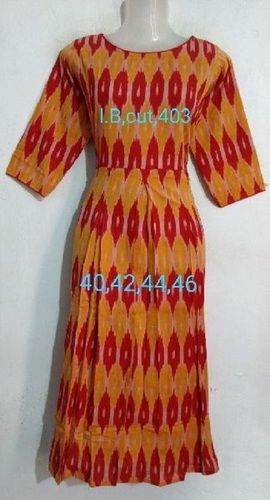 Various Colors Are Available Designer Handmade Ikkat Cotton Box Cut Kurti