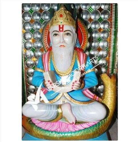 Easy To Clean Multicolour White Marble Jhulelal Statue