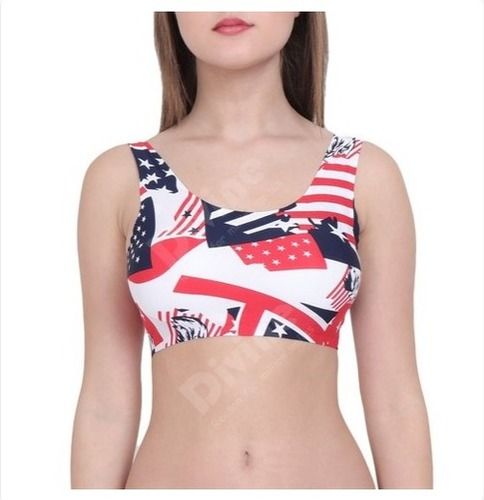 Us Flag Printed Womens Sports Bra