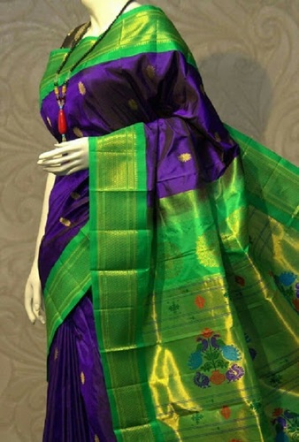 Buy Gorgeous Blue Woven Paithani Silk Reception Wear Saree - Zeel Clothing