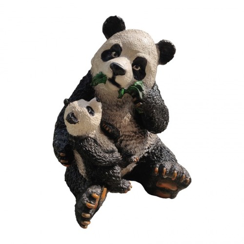 Adorable Panda Statue With Its Cub - Color: Black