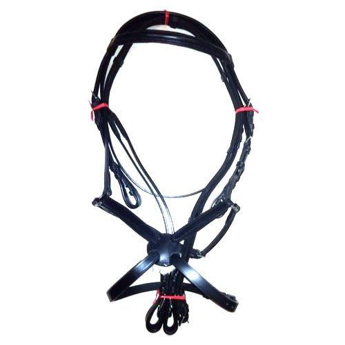 Black Leather Horse Bridle With Cross Nose Band