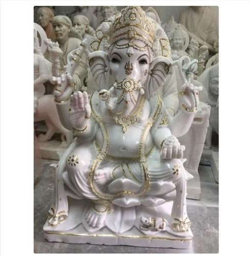 Glossy White Ganpati Statue