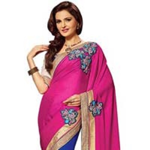 Various Colors  Are Available Women Embroidered Georgette Saree