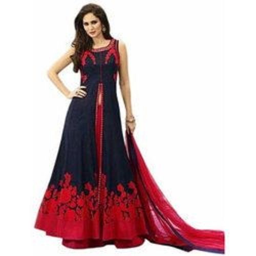 Various Colors Are Available Embroidered Semi Stitched Gown