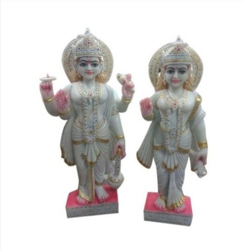 Easy To Clean Handmade Lakshmi Narayan Marble Statue