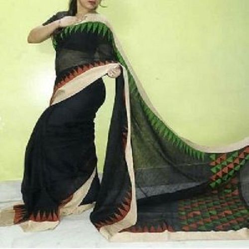 Various Colors  Are Available Black Jamdani Linen Sarees