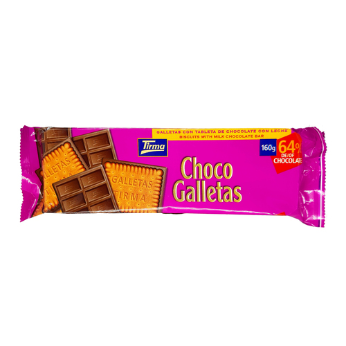 Tirma Choc Galletas Biscuits Milk Chocolate Bar 160 Gm - Additional Ingredient: Energy-490Kcal