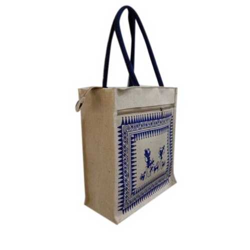 Multicolor Jute Tote Bag With Dyed Cotton Handles