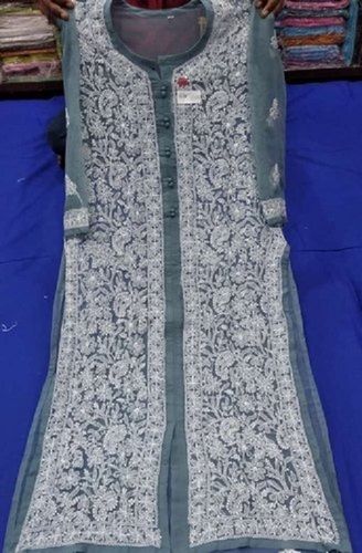 Various Colors Are Available Lucknowi Chikankari Long Kurti