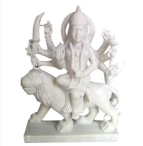 Durable Goddess Durga Pure White Marble Statue