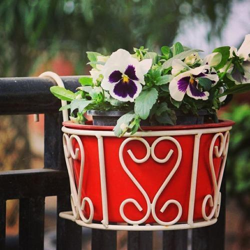 Polished Red Color Railing Planter