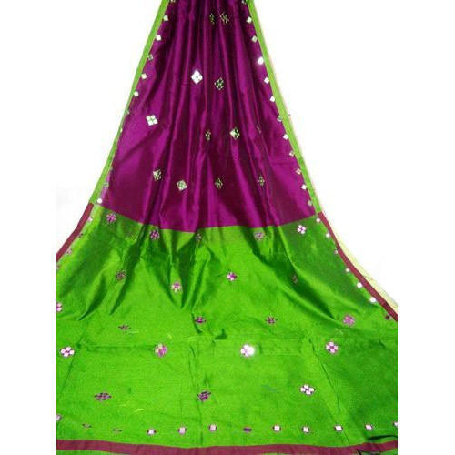 Various Colors  Are Available Designer Ladies Silk Cotton Mirror Saree