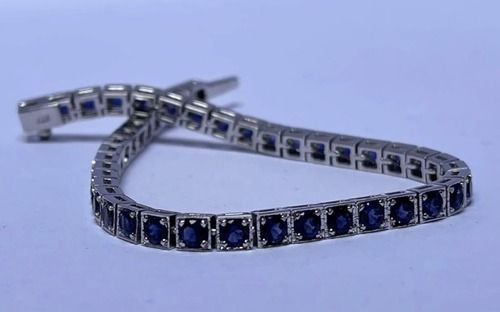 Iolite Bracelet 92.5 Silver Diameter: 7.5 Inch (In)