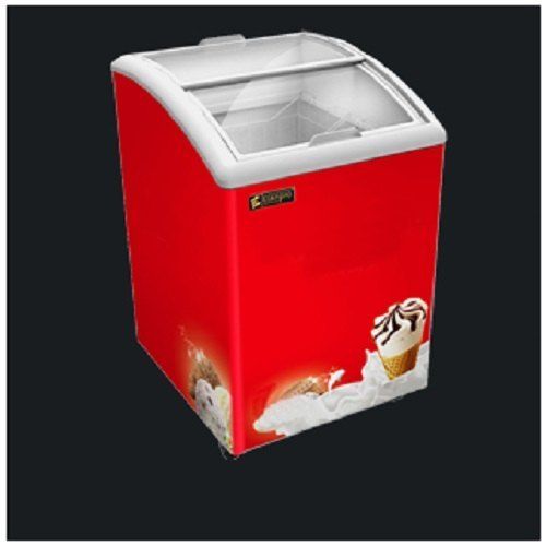 White And Red Low Maintenance Curve Glass Top Freezer