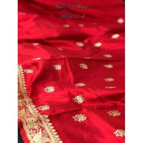 Various Colors  Are Available Red Pure Banarasi Silk Handwoven Sarees