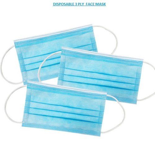 Disposable 3 Ply Face Mask - Lightweight Design, Elegant Finish for Hospital and Clinic Use | Optimum Quality in Blue and White