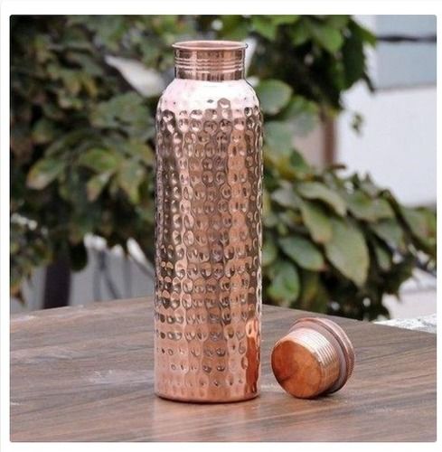 Round Hammered Copper Drinking Water Bottle