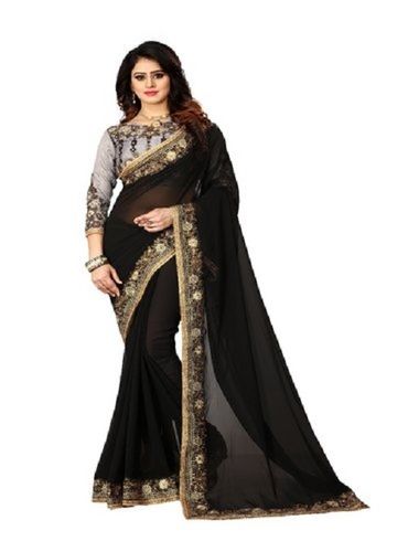 Georgette Black Designer Saree