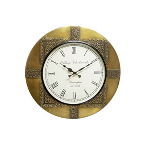 Brown Brass Fitted Wall Clock 12 Inch