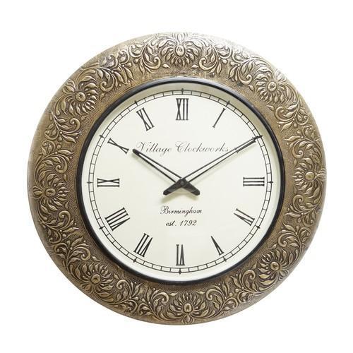 Brown Brass Wall Clock (Fitted Wood)