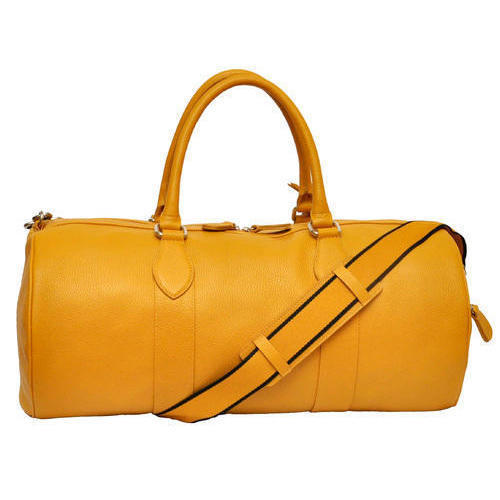 Yellow Leather Traveling Bag