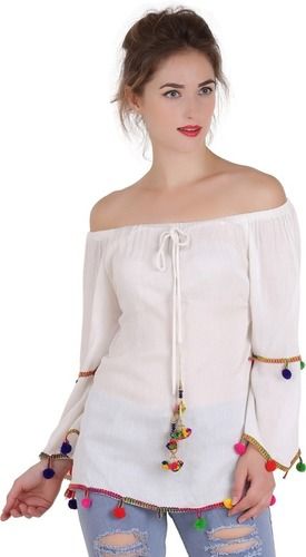 Comfort to Wear Women White Cotton Top