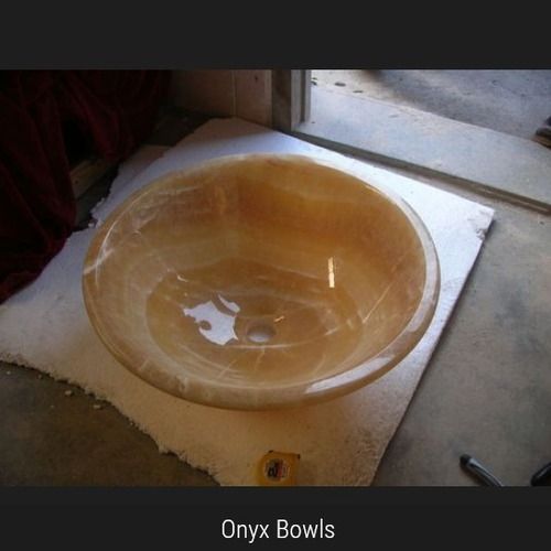 One Piece Onyx Oval Marble Basin Bowl