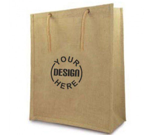 Rope Handled Printed Jute Bag