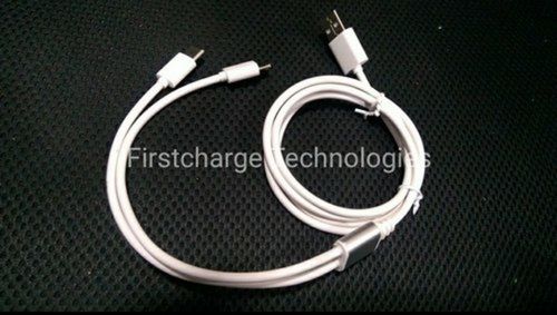 Two In One White Pvc Usb Charging Cable