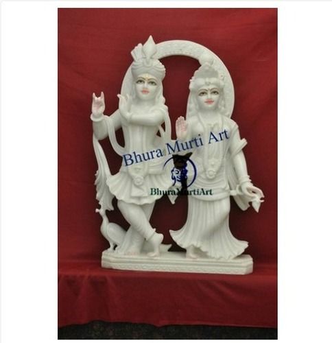 Radha Krishna Pure White Marble Statue