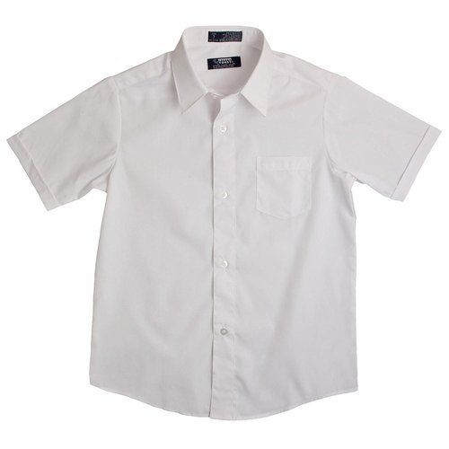 Half Sleeves White School Shirt Collar Style: Straight