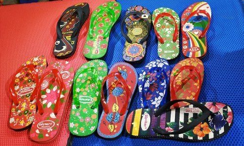 Multi Color Printed Ladies Hawai Chappal