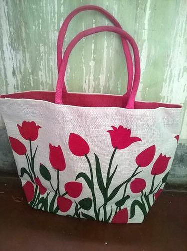 Flower Printed Jute Bag