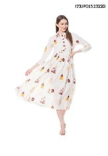 Various Colors Are Available Full Sleeve Rayon Printed Kurti