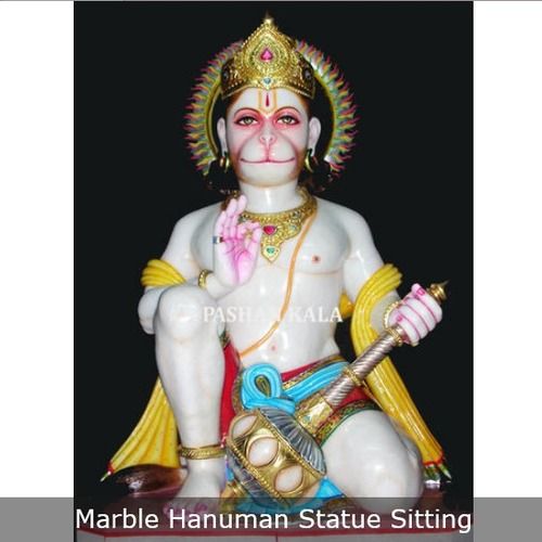 Handmade Hanuman White Marble Statue