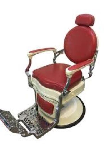 Vintage Barber Chair - Genuine Leather, Adjustable Seat Height , Sturdy Non-Slip Base, Footrest Included, Comfortable Design, Various Color Options Available