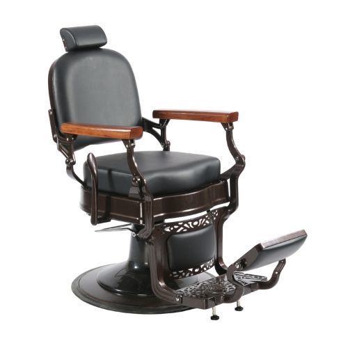 Vintage Barber Chair - Genuine Leather, Adjustable Height, Various Colors Available | Sturdy, Comfortable Design with Footrest & Armrests