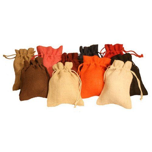 Multicolor Rope Closure Jute Pouch Bag